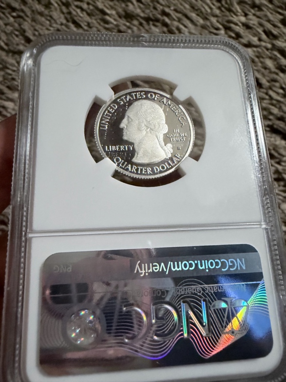 NGC Certified Silver Quarter in Clear Protective Holder - Silver